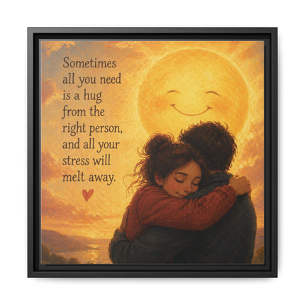Sunshine Hug Framed Canvas — "Sometimes all you need is a hug" Wall Art
