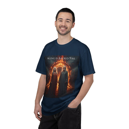 Aging Is Sacred Fire T-Shirt — Mystic Elder Flames Graphic Tee