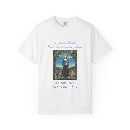 Unisex Crazy Cat Lady T-Shirt - Saint Gertrude of Nivelles Design