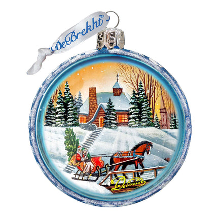 Winter Sledding Glass Ornament by G. DeBrekht - Christmas Decor - 764-152-3
