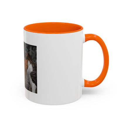 Coffee Mug — "Real Men Love Cats" Accent Ceramic Mug with Cat Photo (11/15 oz)