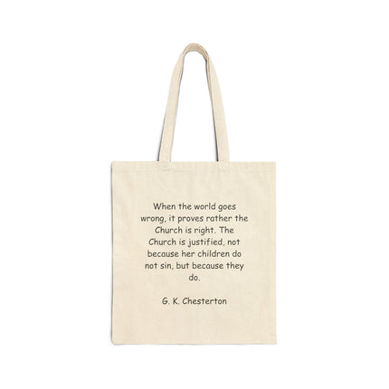 Tote Bag — G.K. Chesterton Quote Cotton Canvas Tote, Inspirational Christian Gift