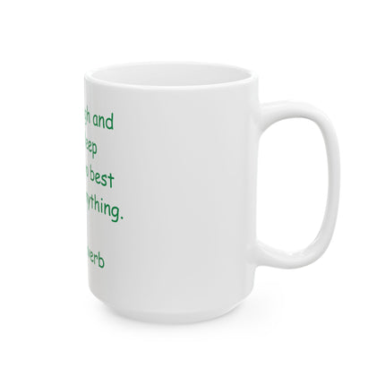 Irish Proverb Ceramic Mug – "A good laugh and a long sleep" Inspirational Coffee Cup (11oz, 15oz)
