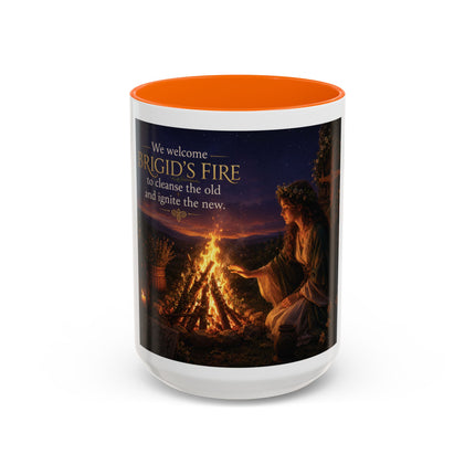 Brigid’s Fire Accent Coffee Mug — Pagan Imbolc Celebration Tea Cup (11/15oz)