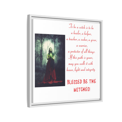 Blessed Be the Witches Framed Canvas Art — Witchy Inspirational Quote Wall Decor