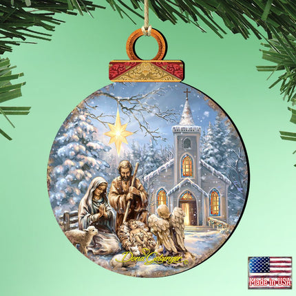 Nativity at The Chapel Wooden Ornaments by Gelsinger - Nativity Holiday Decor - 8021016-1606-1