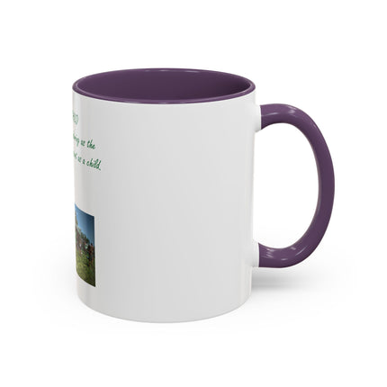 Flower Child Coffee Mug — 'Flower Child' Photo Mug with Green Script (11/15 oz)