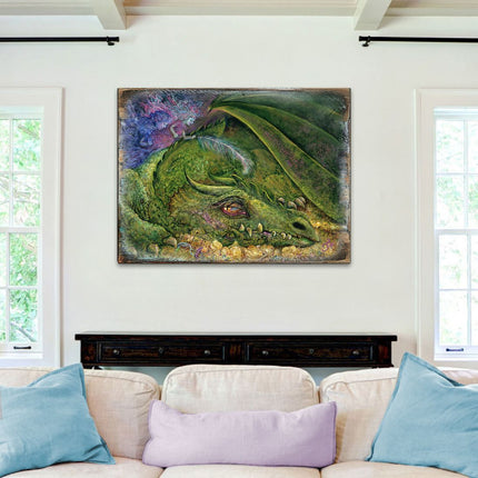 Never Tickle a Sleeping Dragon Fantasy Wooden Wall Art by Josephine Wall - Fantasy Decor - 852135-JW-2