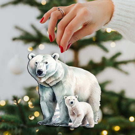 Polar Bear with Cub Wooden Ornaments by G.Debrekht - Wildlife Holiday Decor - 8710105-3-4