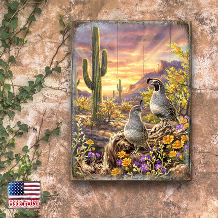Quail Vista Art Wooden Wall Art by D. Gelsinger - Nature Wildlife Decor - 95654B-1623-1