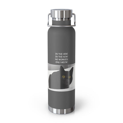 ‘No Worries Only Meow’ – 22oz Copper Bottle for Cat Lovers