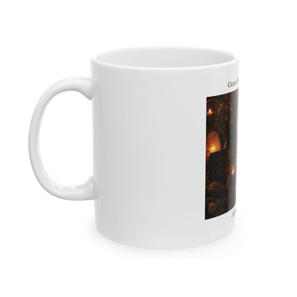 Cacao Mug — "Cacao doesn't wake me up, it brings me home" Ceramic Coffee Tea Cup (11oz, 15oz)