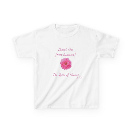 Kids Heavy Cotton Tee – Damask Rose Floral Design
