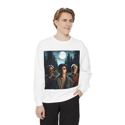 Unisex Garment-Dyed Sweatshirt - Vintage Forest Vibes Graphic