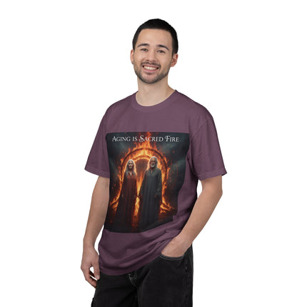 Aging Is Sacred Fire T-Shirt — Mystic Elder Flames Graphic Tee