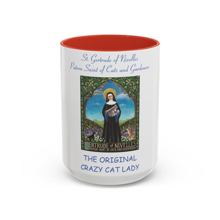 Crazy Cat Lady Accent Mug – St. Gertrude of Nivelles – 15oz