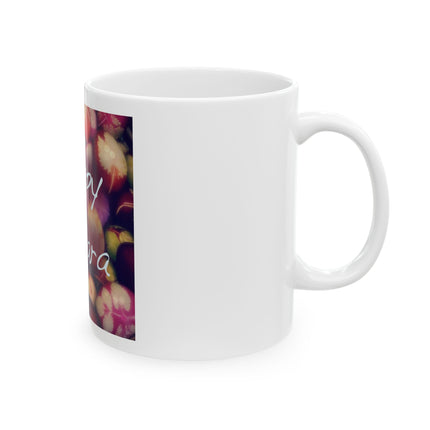 Ostara Floral Mug — "Happy Ostara" Easter Spring Celebration Ceramic Mug (11oz, 15oz)