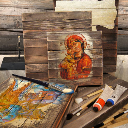 Virgin Mary Religious Orthodox Sacred Icon Ornament - Inspirational Icon Decor - 87063-4
