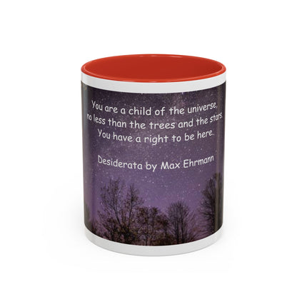 Inspirational Starry Night Coffee Mug — "You are a child of the universe" Quote