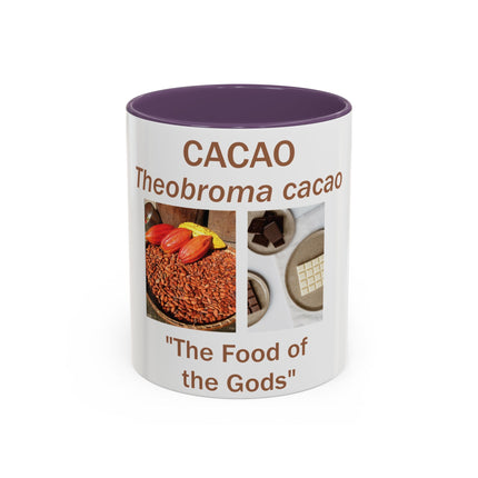 Cacao Accent Mug – "Food of the Gods", 11oz Ceramic