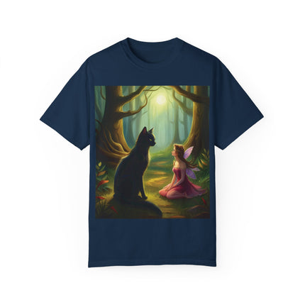 Whimsical Fairy & Cat Tee – Nature-Inspired Unisex Graphic Shirt