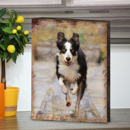 Alick Running Dog Art Wooden Wall Art by Nature Wonders - Pets Dog and Cats Decor - 95342B-2