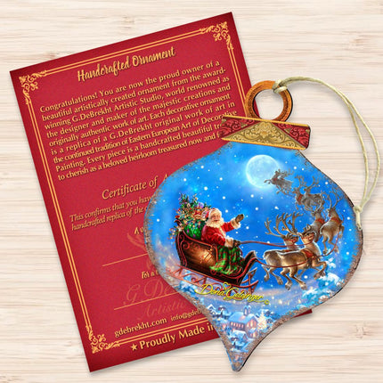 Santa Magical Flight Wooden Ornaments by Gelsinger - Christmas Santa Snowman Decor - 8031020-1314-3