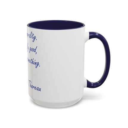 Thoreau Quote Accent Mug – “Aim Above Morality” | 15oz Gift for Coffee Lovers