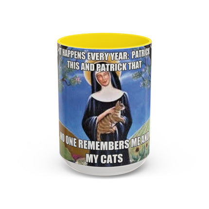 Accent Coffee Mug – Cat & Saint Humor – 15oz Gift Idea