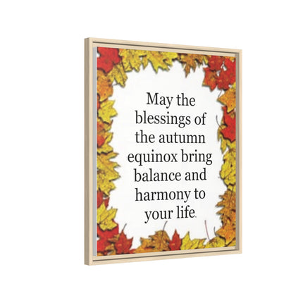 Autumn Equinox Blessing Framed Canvas — Fall Leaves Wall Art