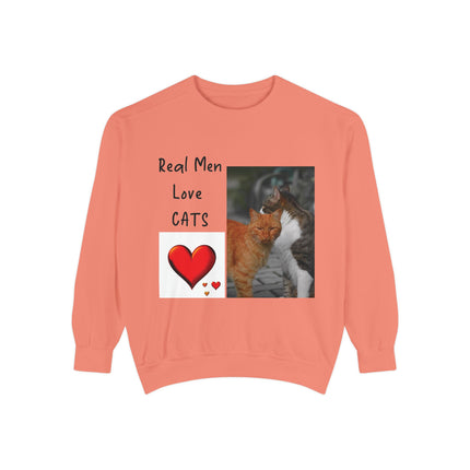 Real Men Love Cats Sweatshirt – Cozy Unisex Garment-Dyed Pullover