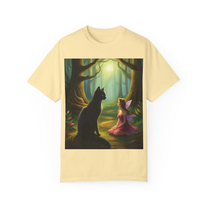 Whimsical Fairy & Cat Tee – Nature-Inspired Unisex Graphic Shirt