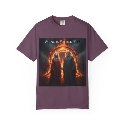 Aging Is Sacred Fire T-Shirt — Mystic Elder Flames Graphic Tee