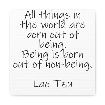 Matte canvas featuring text "All things in the world...""