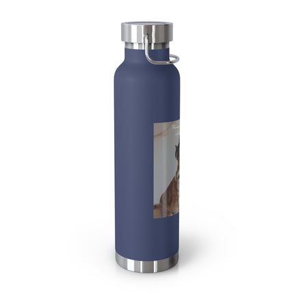 22oz Copper Vacuum Bottle — “An Endless Sleepover with Your Favorite Weirdo” Cat Hug Design