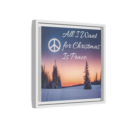 Framed Canvas Wall Art — "All I Want for Christmas Is Peace" Winter Landscape