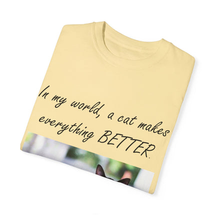 In My World Cat T-Shirt – Unisex Garment-Dyed Tee for Cat Lovers