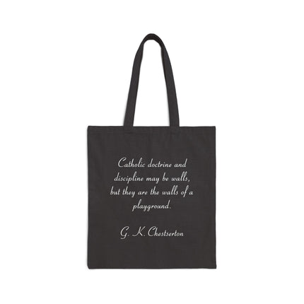 Chesterton Quote Tote — "Walls of a Playground" Cotton Canvas Bag