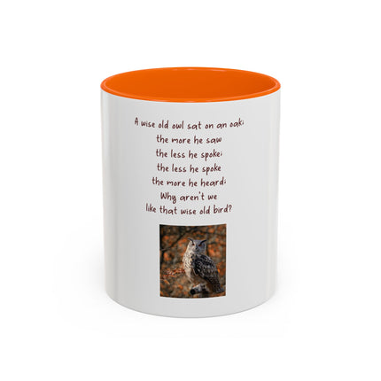 Owl Poem Accent Coffee Mug – Rustic Wildlife Quote Mug (11/15oz)