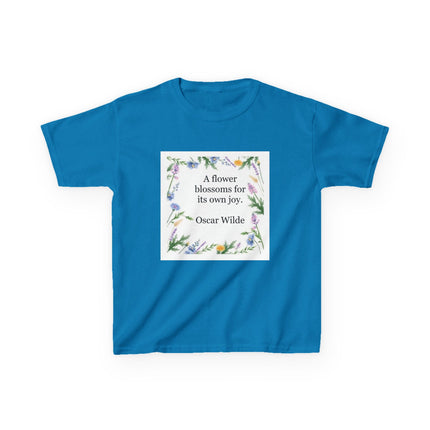 Kids T‑Shirt — "A flower blossoms for its own joy" Oscar Wilde Floral Quote