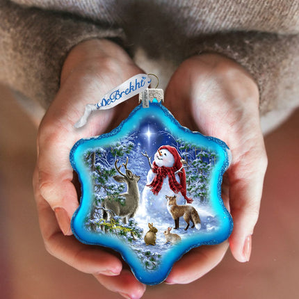 Heaven with Snowman Glass Ornament by D. Gelsinger - Christmas Santa Snowman Decor - 754-102B-DG-2