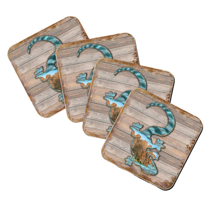 Gecko Wooden Cork Coasters Gift Set of 4 by Nature Wonders - Nature Wildlife Decor  - 8199434C-S4-4