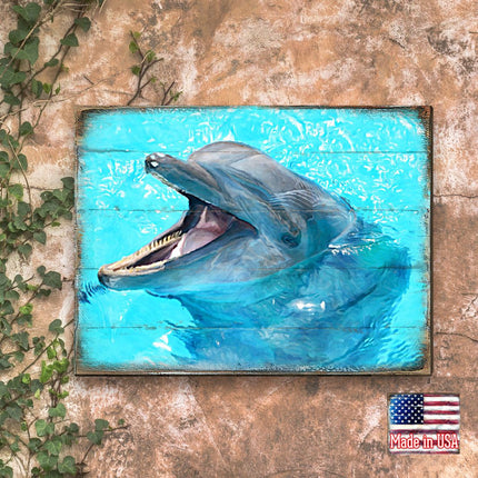 Sowers Dolphin Wood Wooden Coastal Wall Art by Nature Wonders - Coastal Sea-Life Decor - 95267B-1