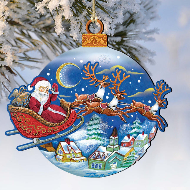 Up-Up and Away Christmas Wooden Ornaments by G. DeBrekht - Christmas Santa Snowman Decor - 8112160-0