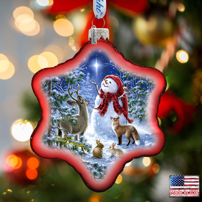 Heaven Snowman Glass Ornament by D. Gelsinger - Christmas Santa Snowman Decor - 754-102R-DG-0