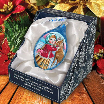 Girl with Horse Drop Glass Ornament by G. DeBrekht - Christmas Decor - 757-001-2