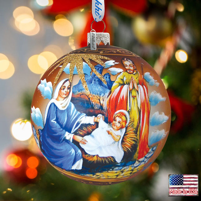 Holy Family Ball Glass Ornament by G. DeBrekht - Nativity Holiday Decor - 73552-0
