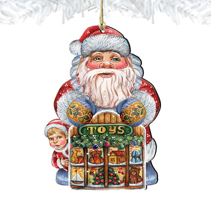 Toy Shop Santa Christmas Wooden Ornaments by G. DeBrekht - Christmas Santa Snowman Decor - 8119172-4