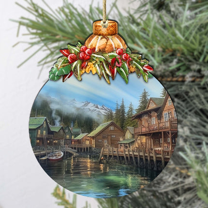 Frozen Peaks Homes Wooden Ornaments by G.Debrekht - Wildlife Holiday Decor - 870013-1