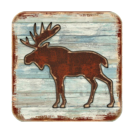 Moose Wooden Cork Coasters Gift Set of 4 by Nature Wonders - Nature Wildlife Decor  - 8198222-9C-S4-3